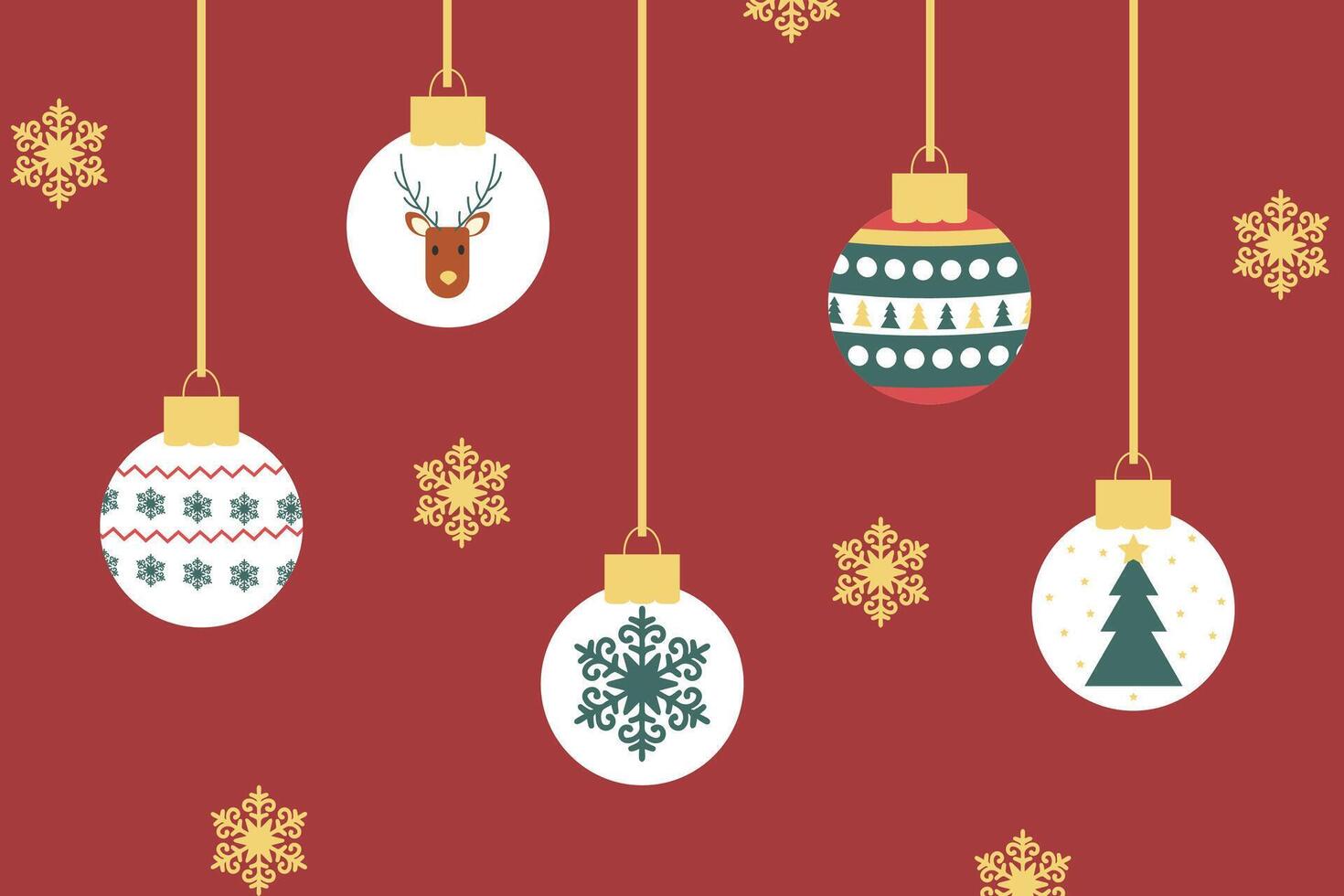 Beautiful and Colorful Christmas balls Ornaments Hanging on a Festive Holiday Background. Happy new year and Christmas. vector