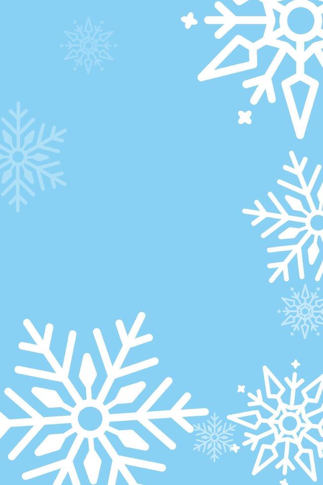 falling snow flakes wallpaper. Snowfall sky blue background. winter background, copy space. illustration. vector