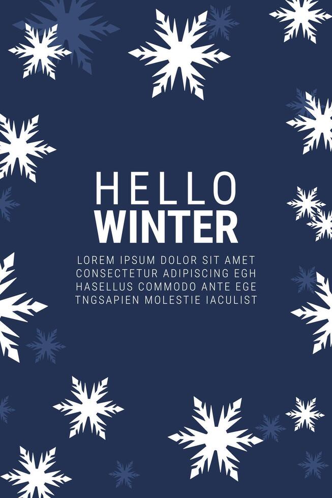 simple winter banner with snowflakes on blue background. for banner, poster, social media, promotion. vector