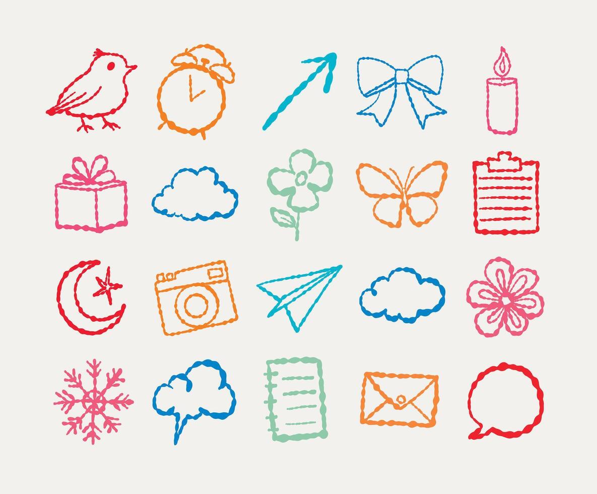 Hand Drawn Doodle Scrapbook Icon Set vector