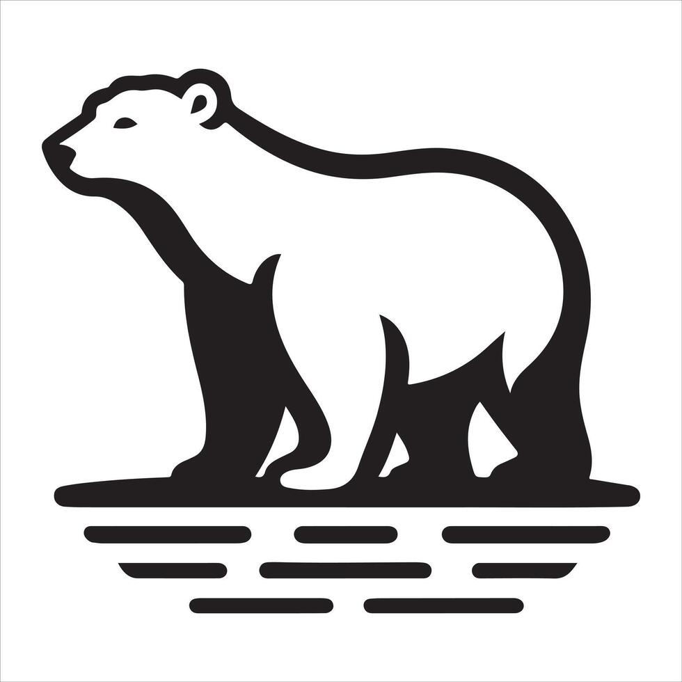 Polar bear silhouette walking in a graphic format vector