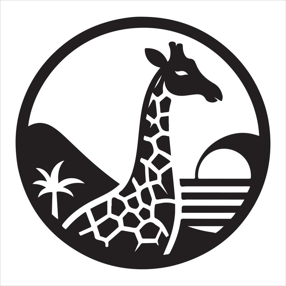 A solitary giraffe on a white backdrop vector