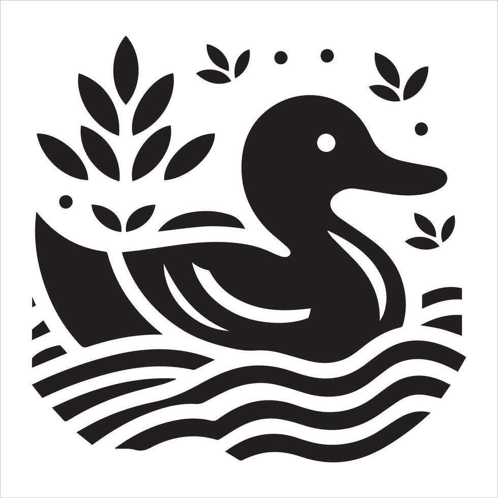 Graphic silhouette of a duck vector