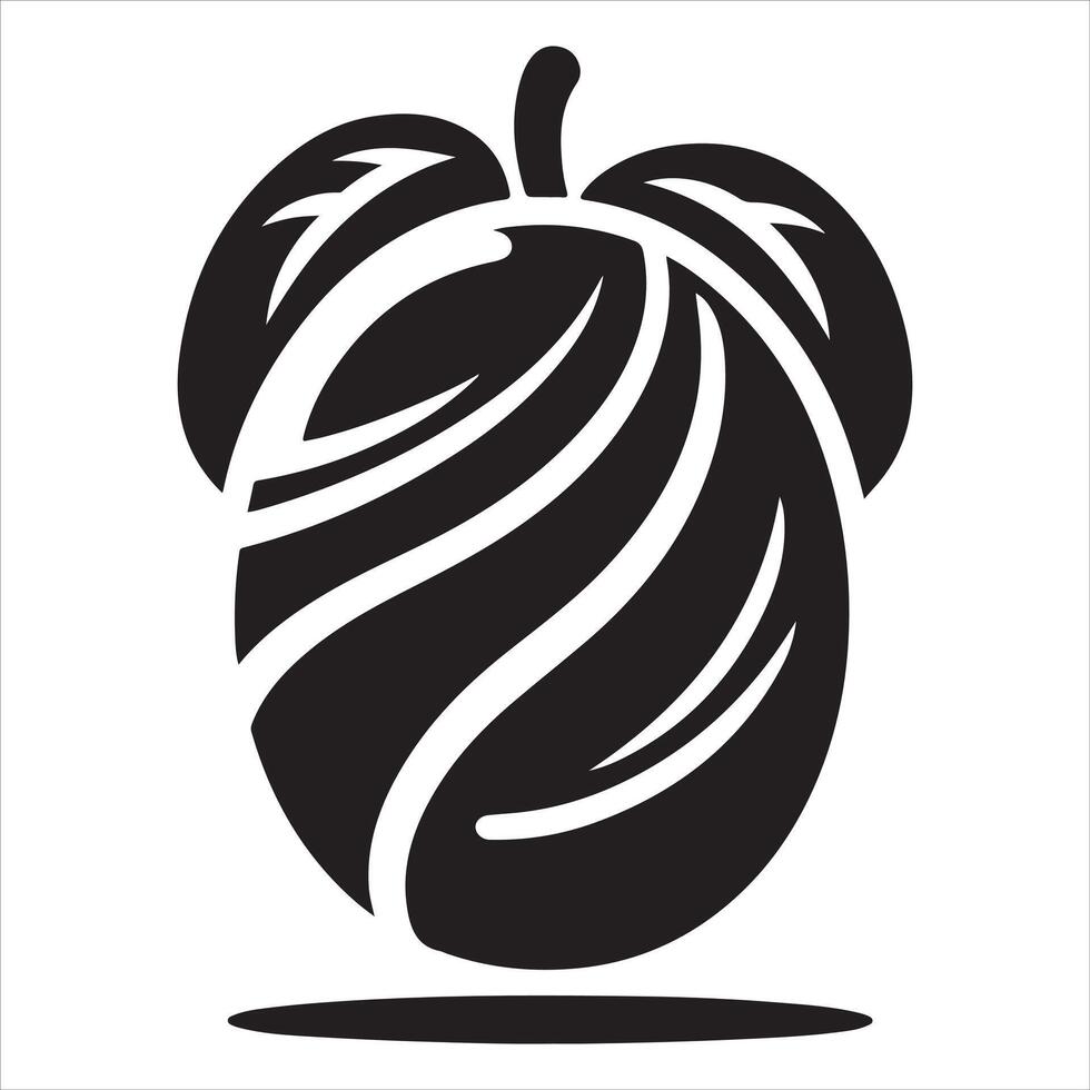 A mango sign with the shadow of a leaf icon vector