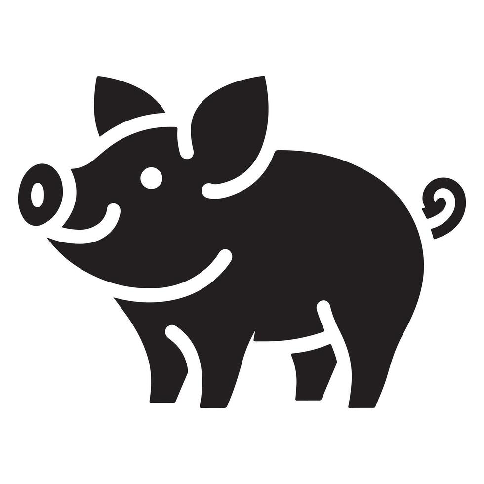 A silhouette of a pig in black and white on a white background vector