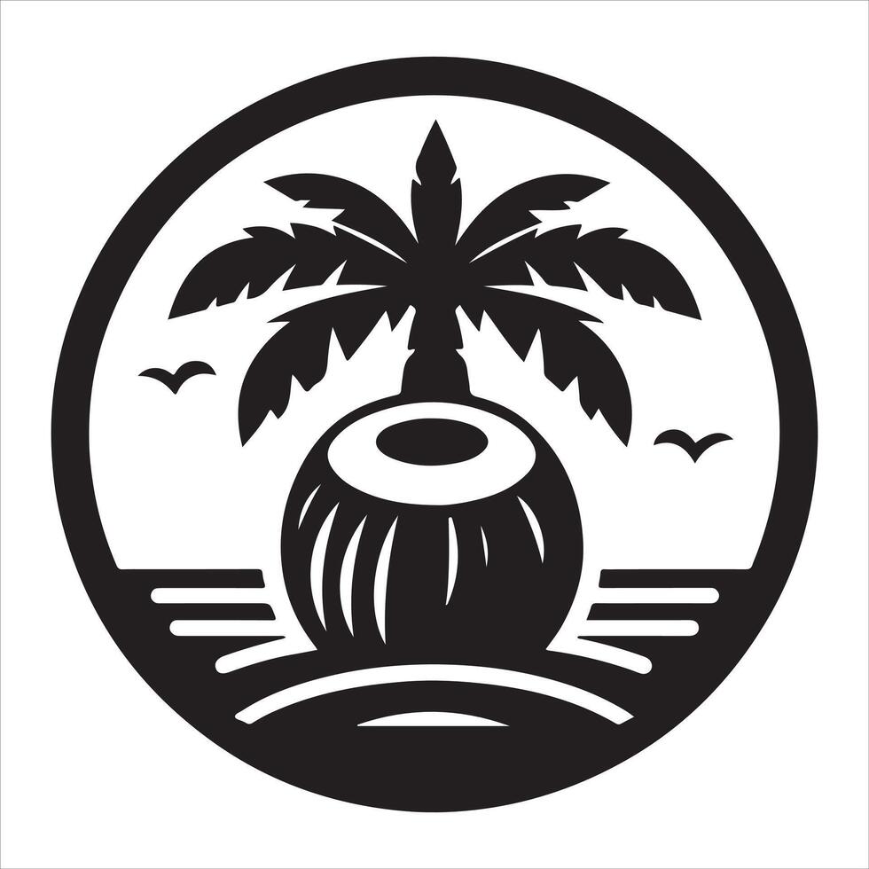 Graphic illustration of a coconut tree silhouette on a white background vector