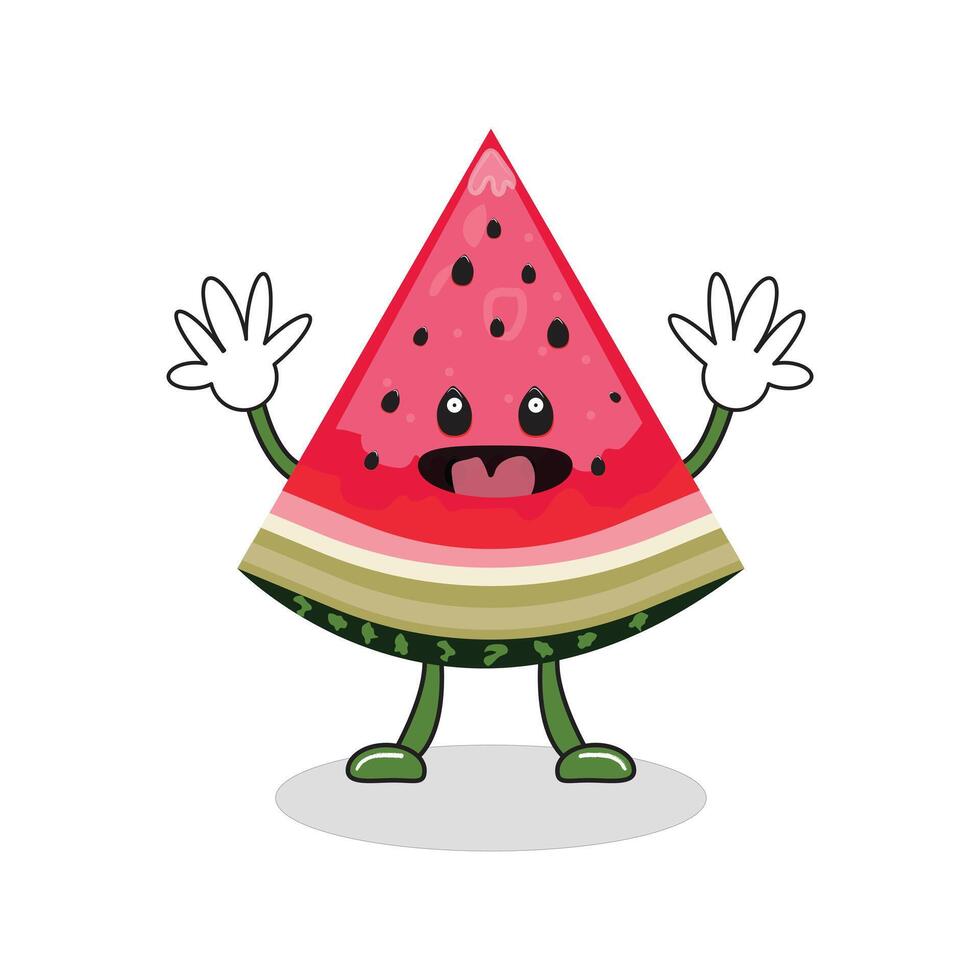 Cute cartoon watermelon character vector