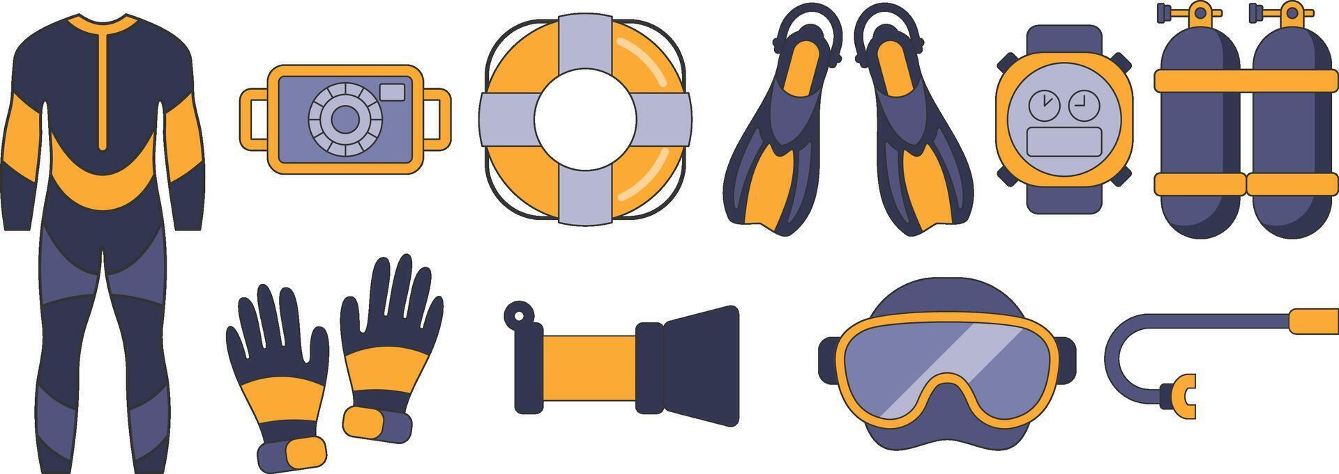 Collection Diving Equipment vector