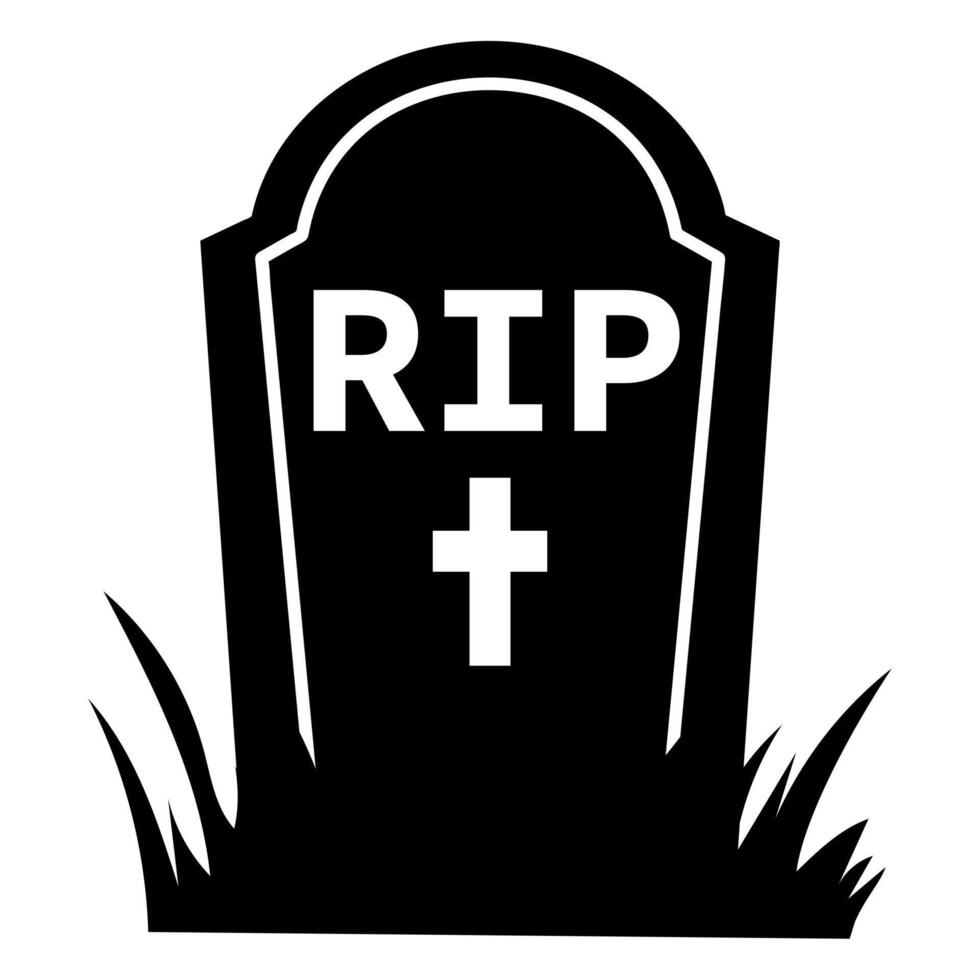 Tomb halloween black silhouette isolated on white background vector