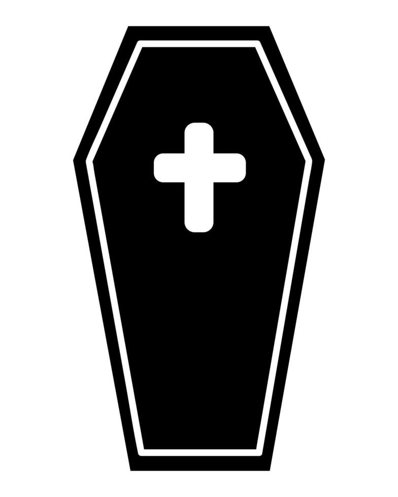 Halloween coffin black silhouette isolated on white background vector