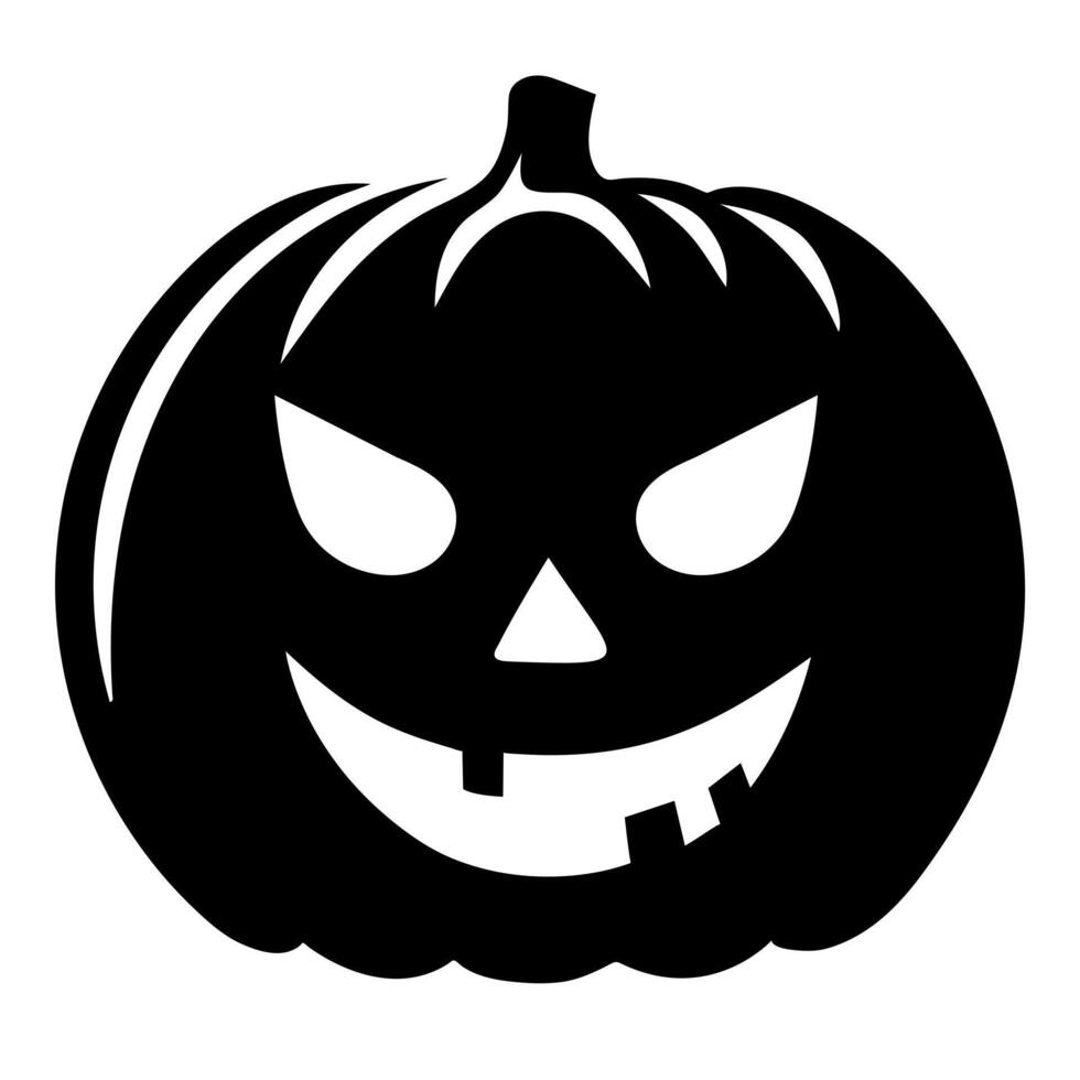 Halloween silhouette scary pumpkin isolated on white background. vector