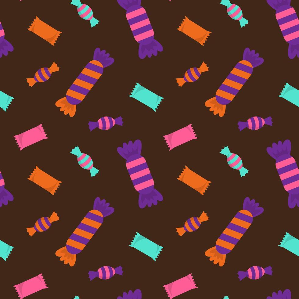 Seamless pattern with colorful candies. Halloween sweets seamless pattern vector