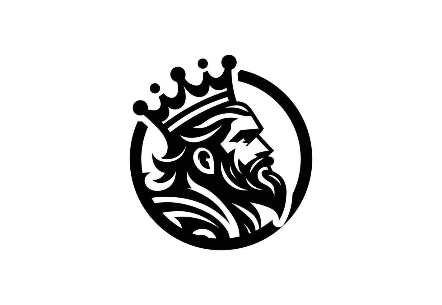 King Logo.King Icon.King with Crown in Circle Logo On White Background vector