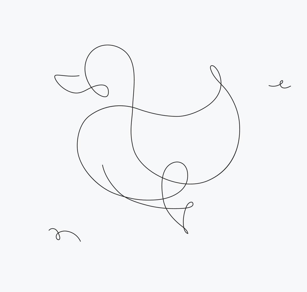 Duck in minimalism pen line style on white background vector