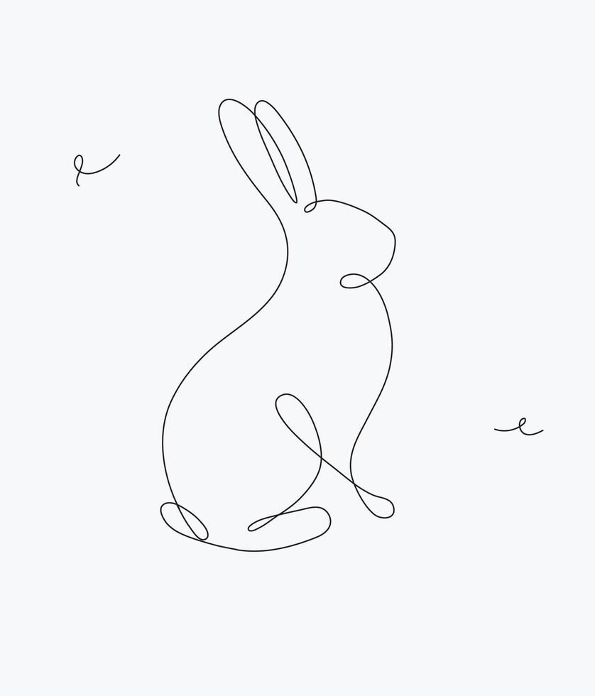 Rabbit drawing in minimalism pen line style on white background vector