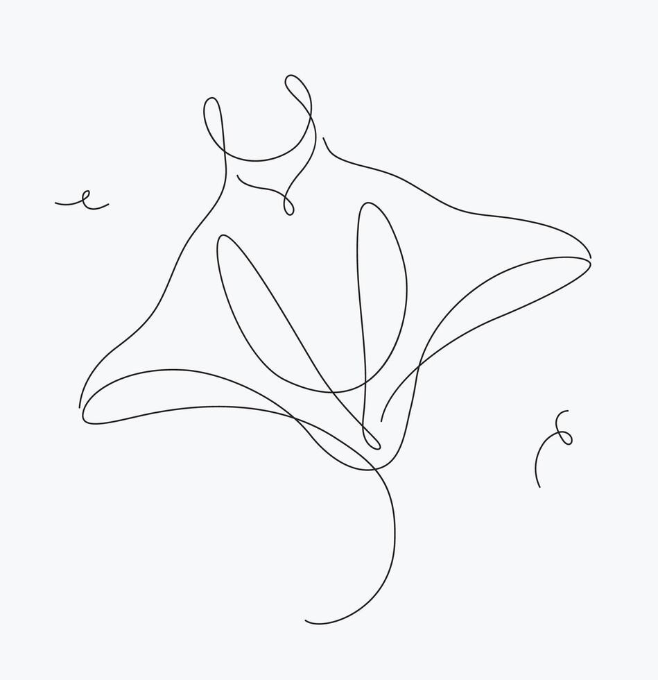 Stingray sea creature drawing in pen line style on white background vector