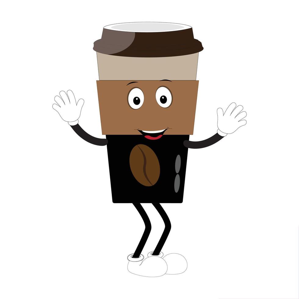 Happy cute Coffee Cup Mascot character illustration, A fun mascot logo of various expressions coffee cup, ideal for coffee shops and cafes seeking a friendly, welcoming brand image design. vector