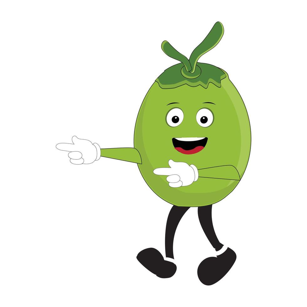 Set of green coconut fruit cartoon character, Mascot poses with smile expression Isolated design Illustration, twenty two vector