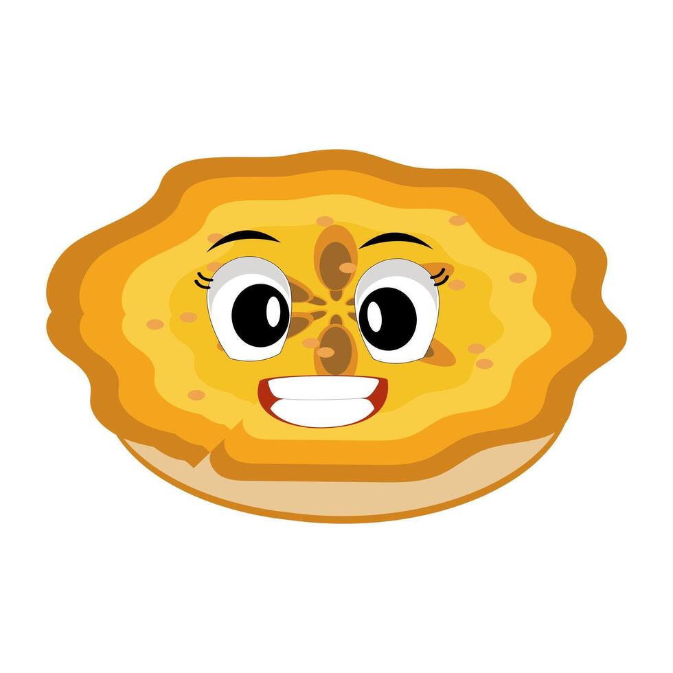 Cute illustration of a pumpkin pie smiling pumpkin pie character with a happy face. A variety of expressions, suitable for Halloween themed designs. vector
