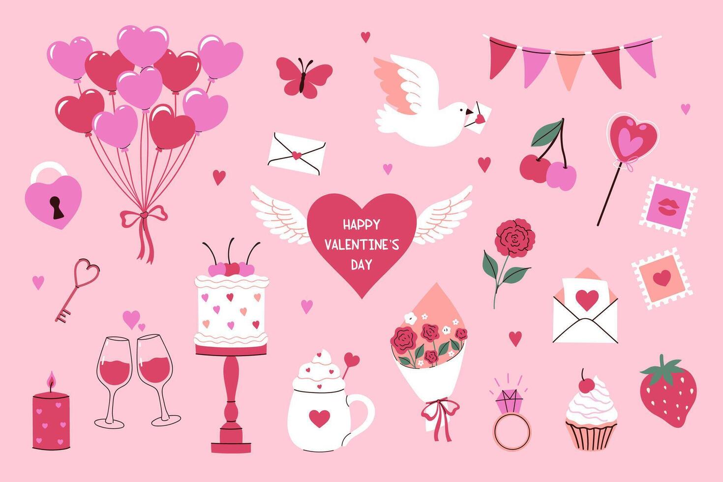 Set of graphic elements of Valentine's day. graphics. vector