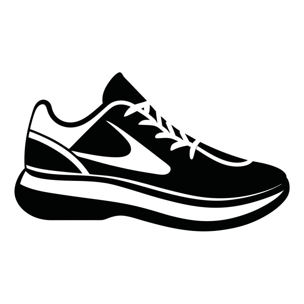 A black and white silhouette of a running shoe vector