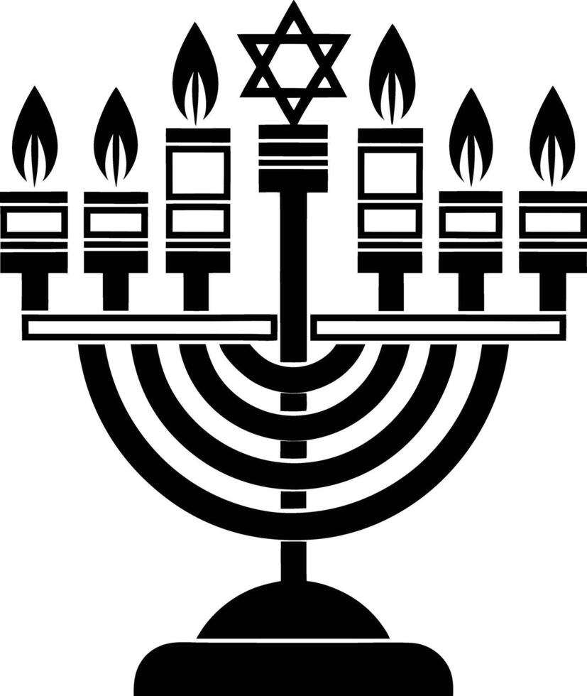 A black and white hanukkah menorah vector