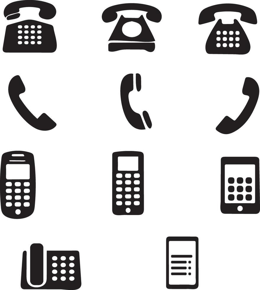 Telephone, phone, call icon set vector