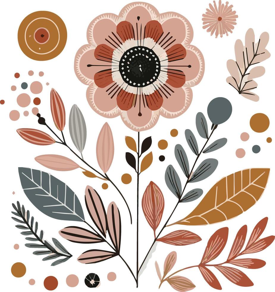 A floral design with leaves and flowers vector