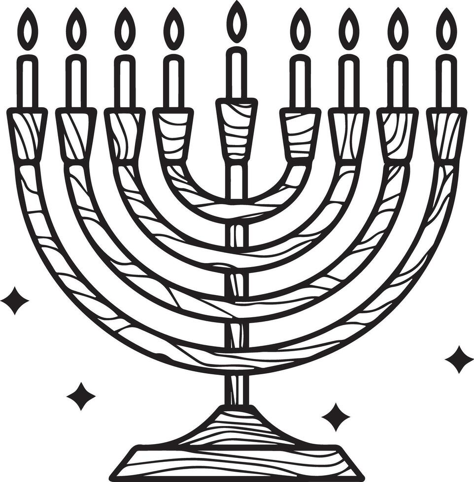 Menorah coloring pages hanukkah coloring pages vector