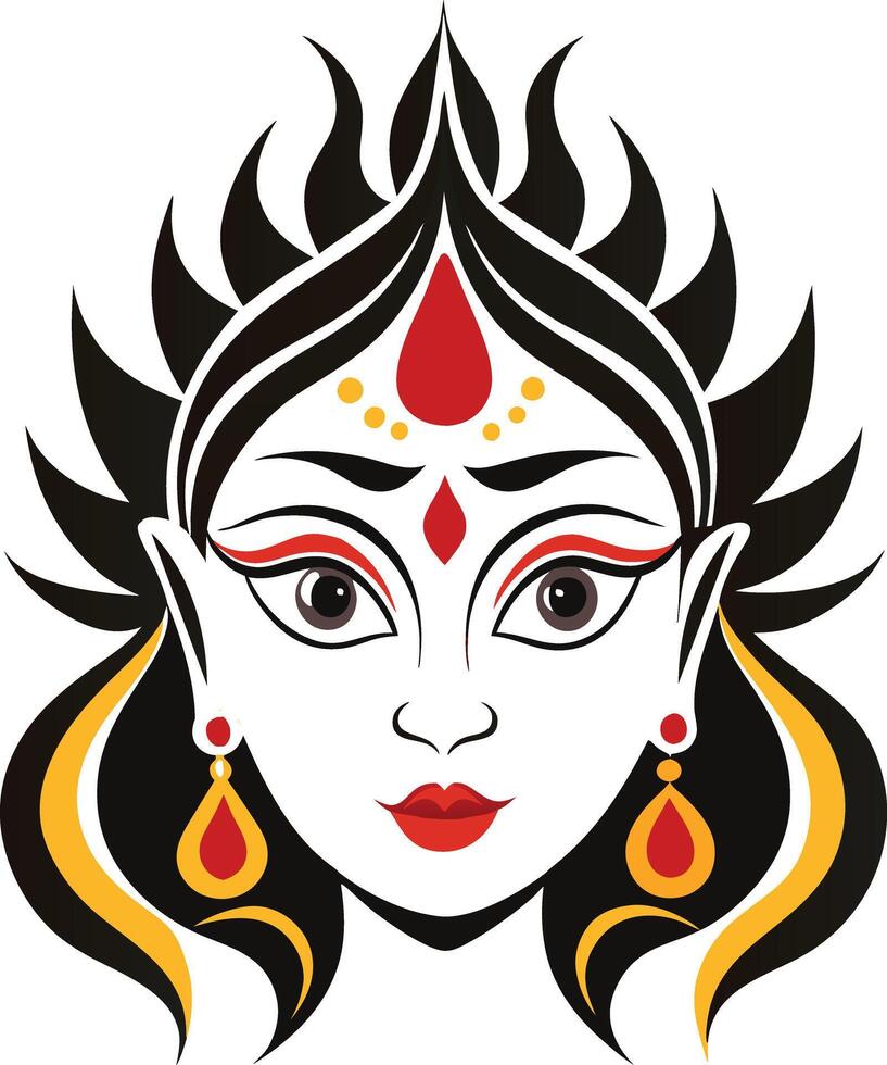 The face of a woman with red and black hair vector