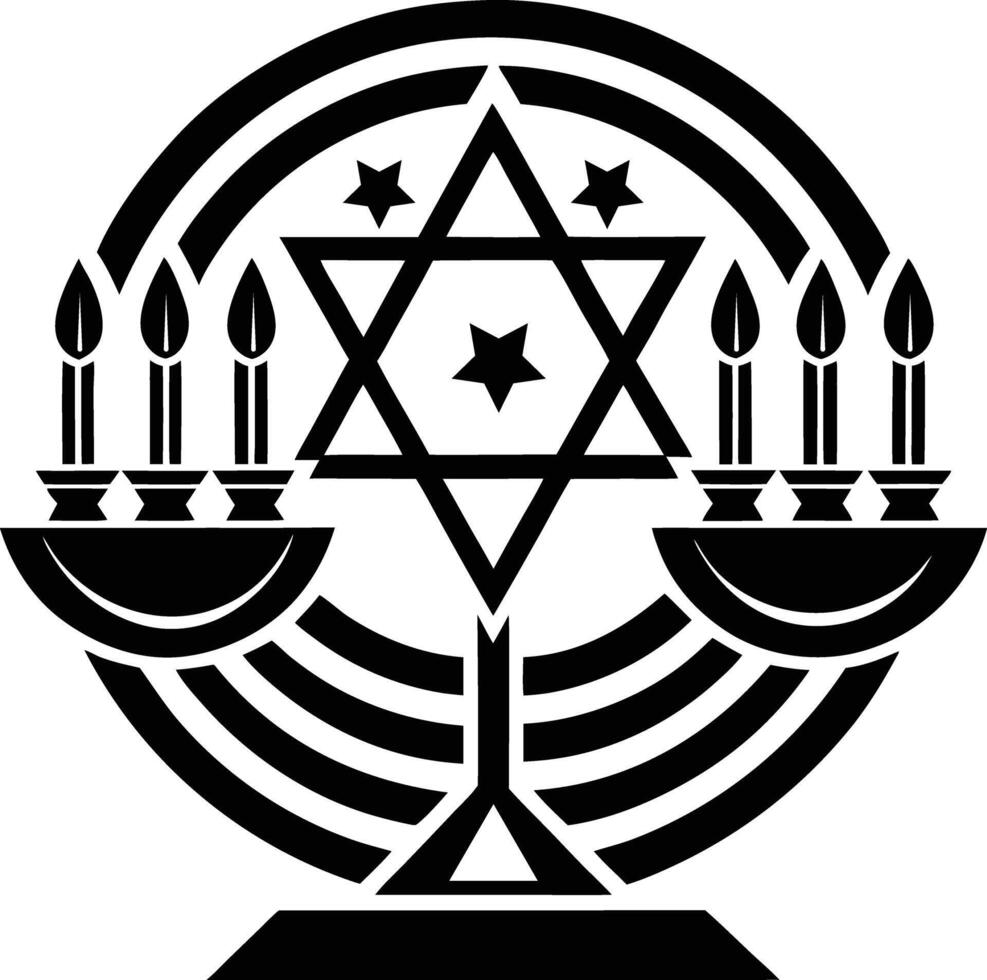 The hanukkah menorah with candles and stars vector