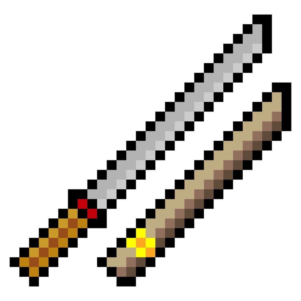 Katana sword in pixel art style vector