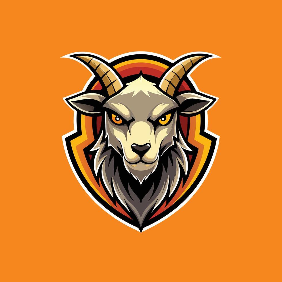 Angry Goat mascot logo icon design on orange background vector