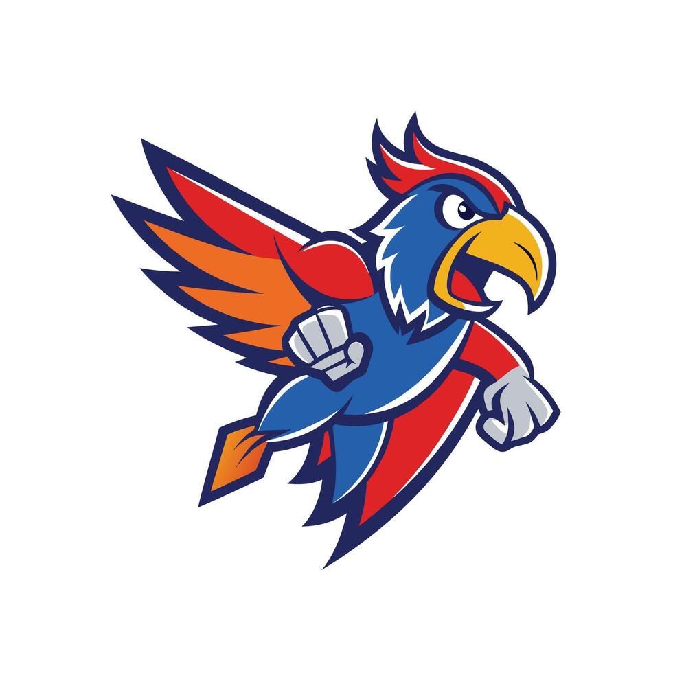 Angry parrot flying mascot logo icon design vector
