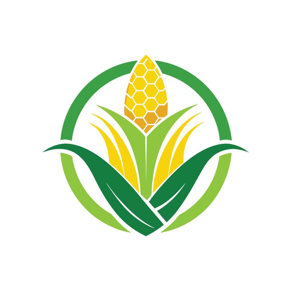 Corn on the cob in circle mascot logo design icon illustration vector