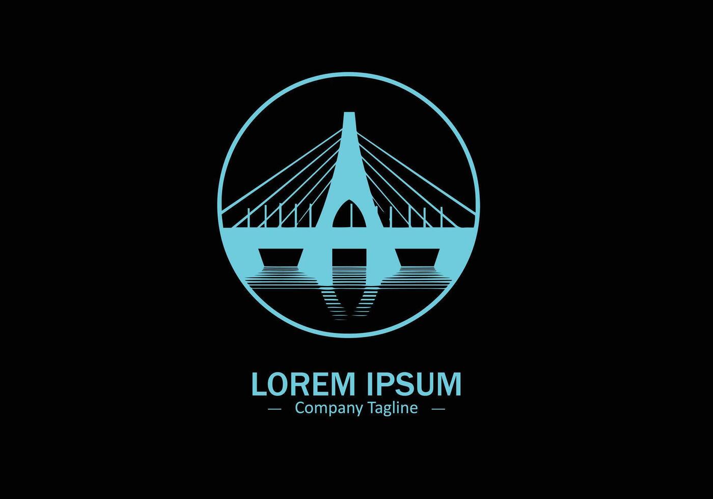 Bridge style logo icon isolated on black background vector