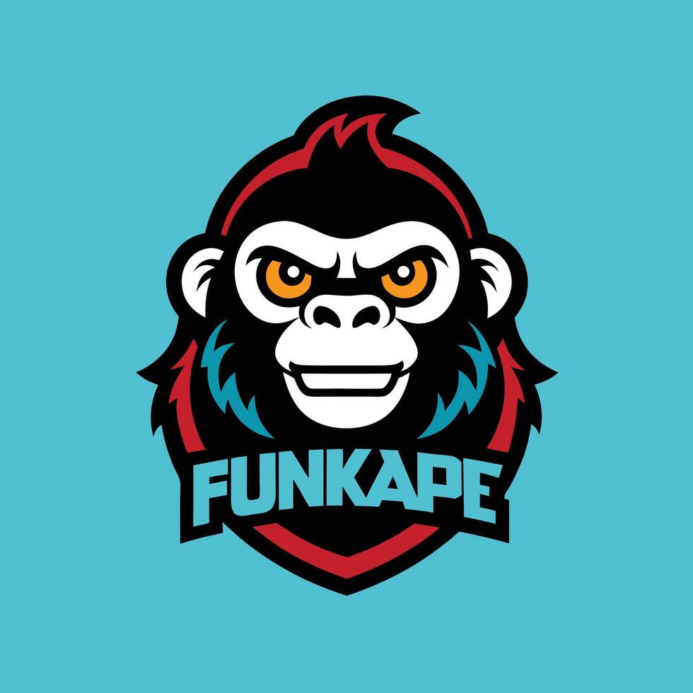 Monkey mascot logo icon design with text isolated vector