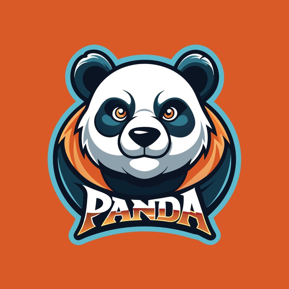 Panda mascot logo icon design with text panda badge style isolated vector