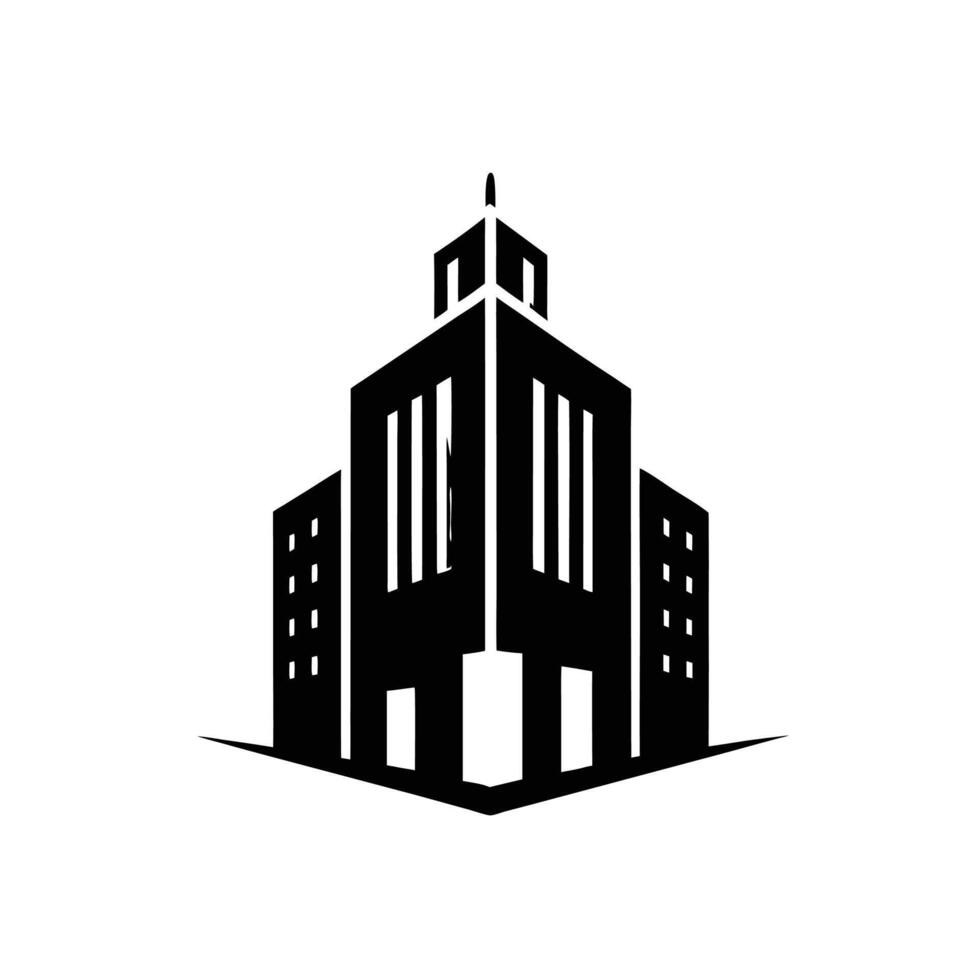 Building Icon Logo Style Silhouette Modern vector