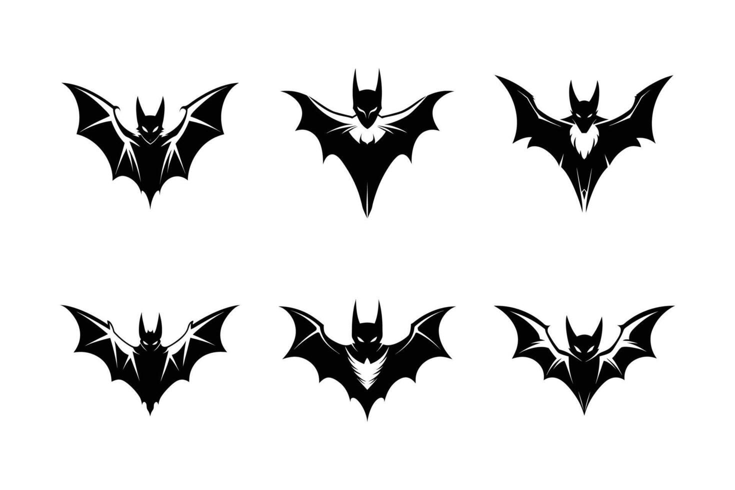 Collection of Bat logo set icons silhouettes isolated vector