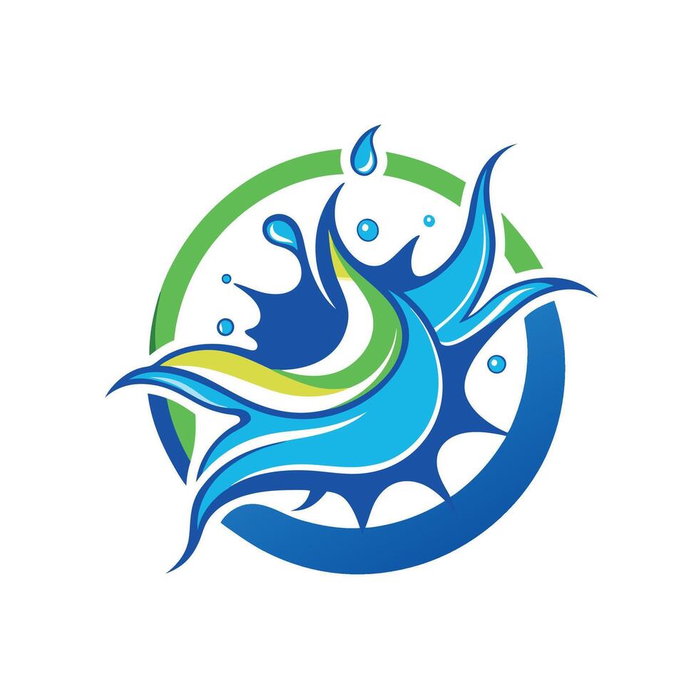 Trendy Mascot of Water Splashing Logo Icon Design vector