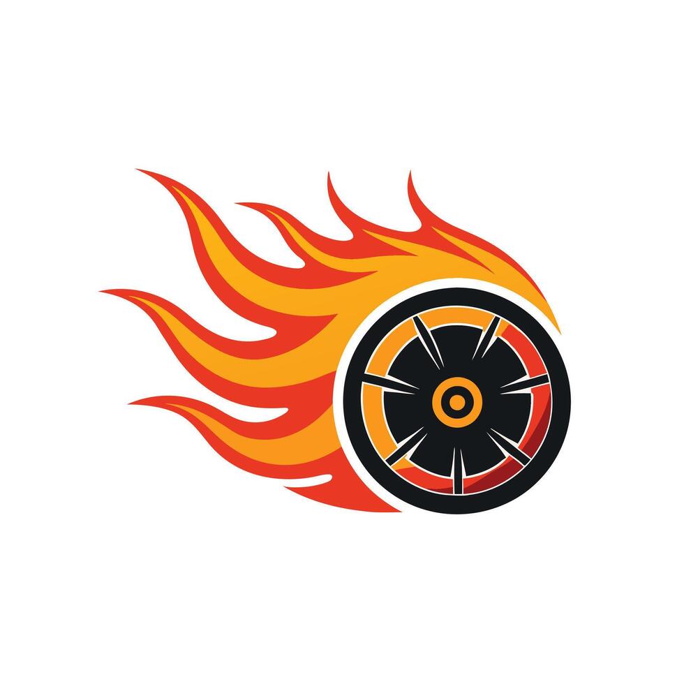 Speed tire with fire Mascot Icon Design Modern Logo vector