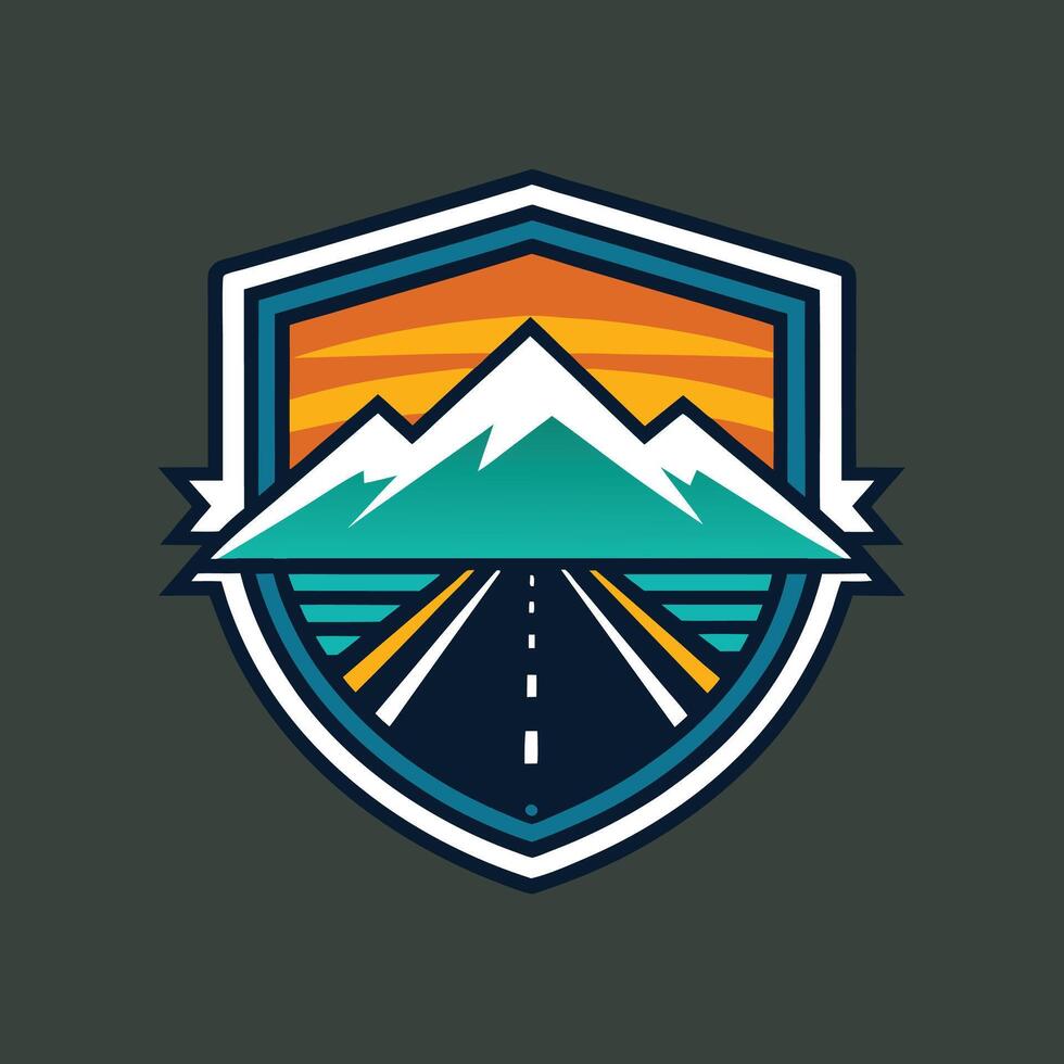 Trendy Mascot of Road with Mountain Logo Icon Design vector