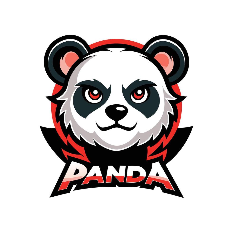 Panda mascot logo icon design with text panda isolated vector