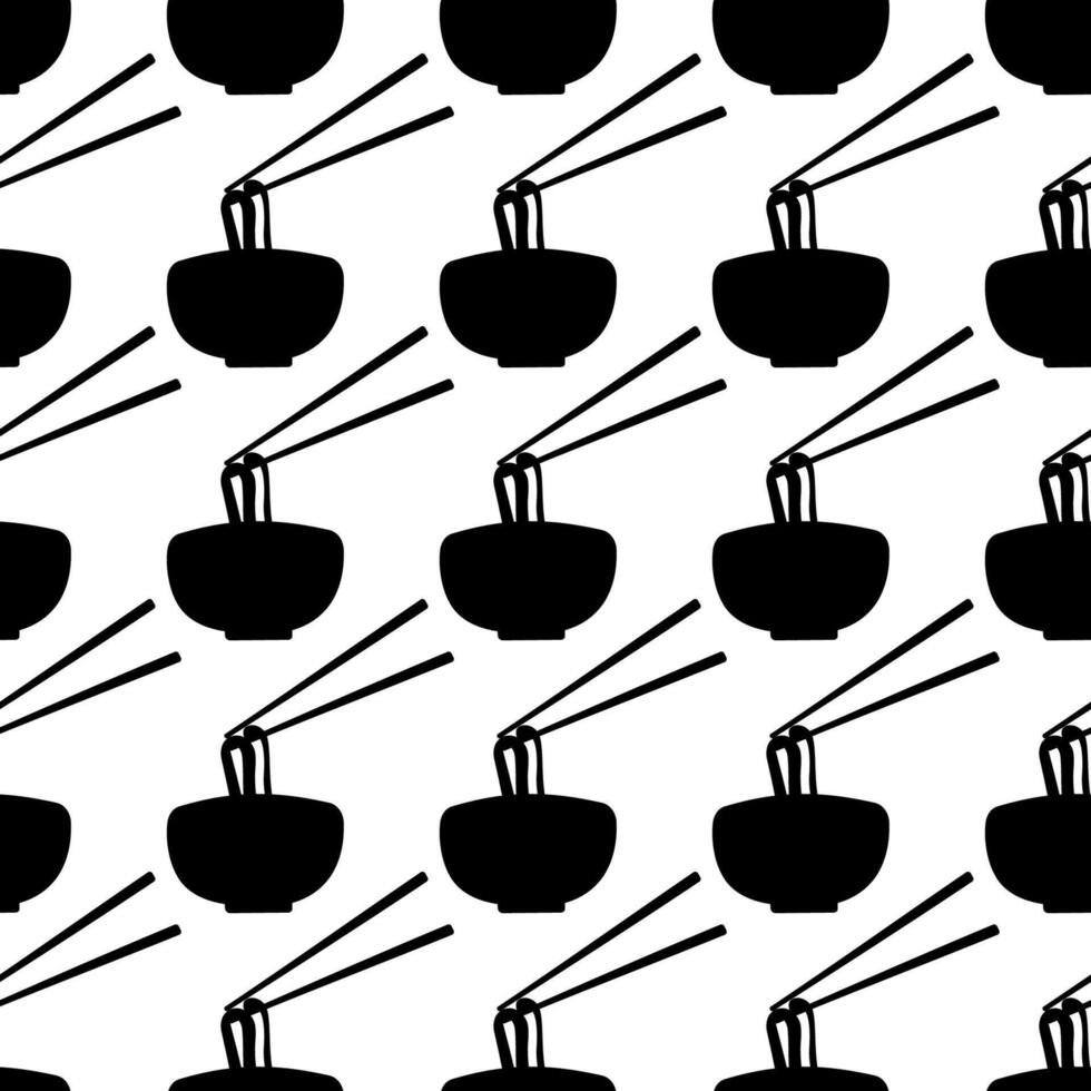 Noodles bowl with chopsticks tool balanced bites vector