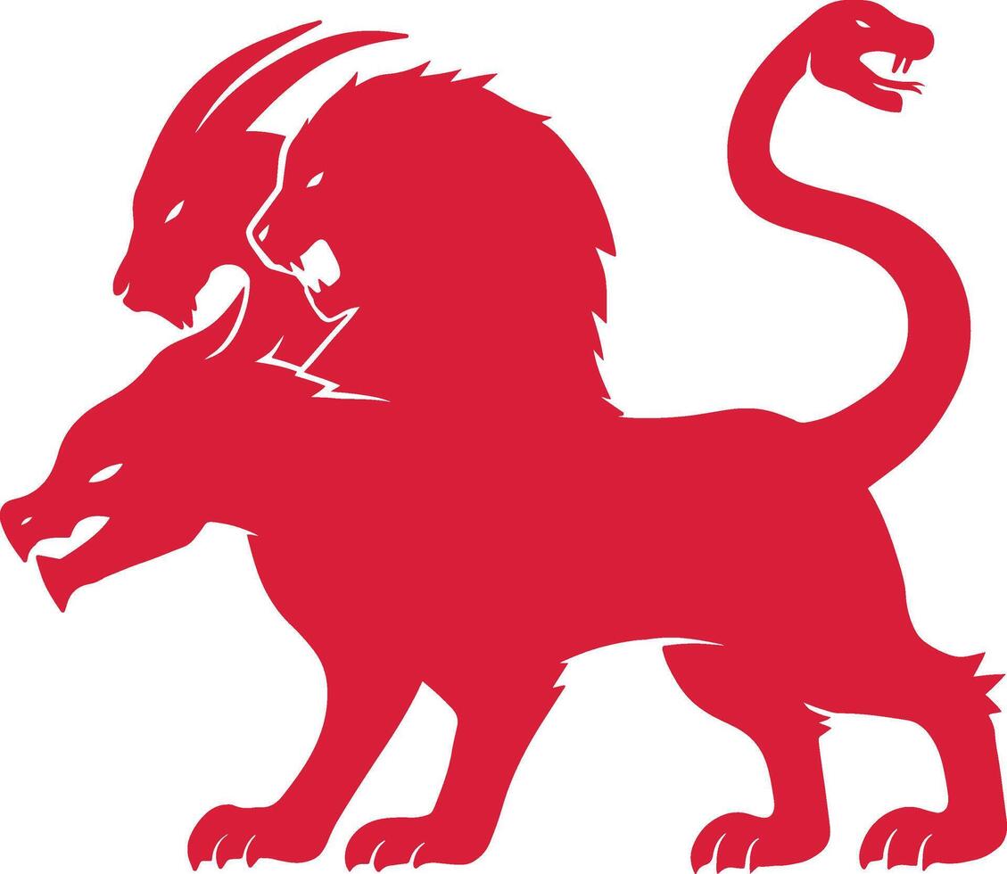 Mythical Chimera Red Sihouette Logo vector