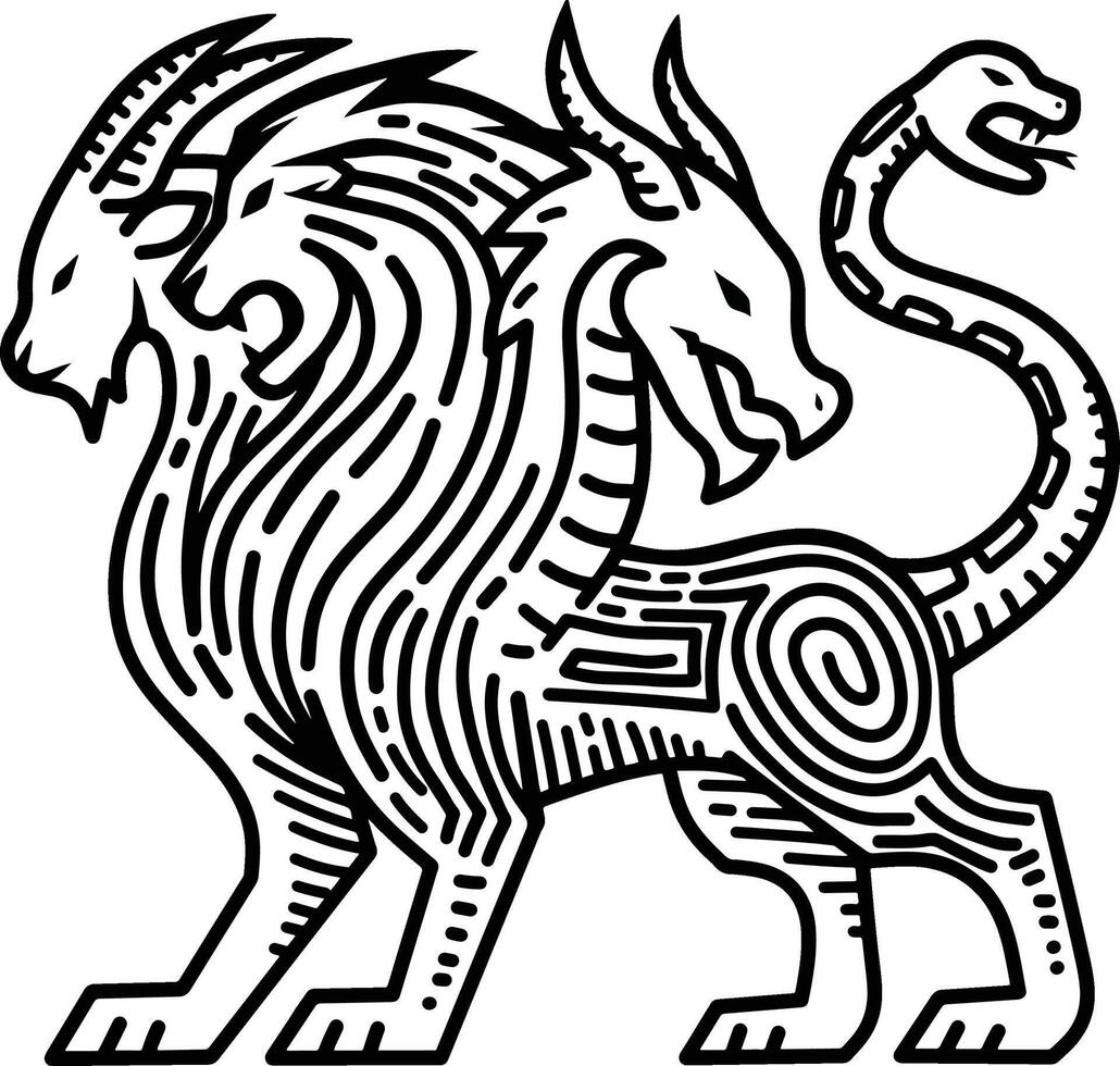 Chimera Line Art Design vector