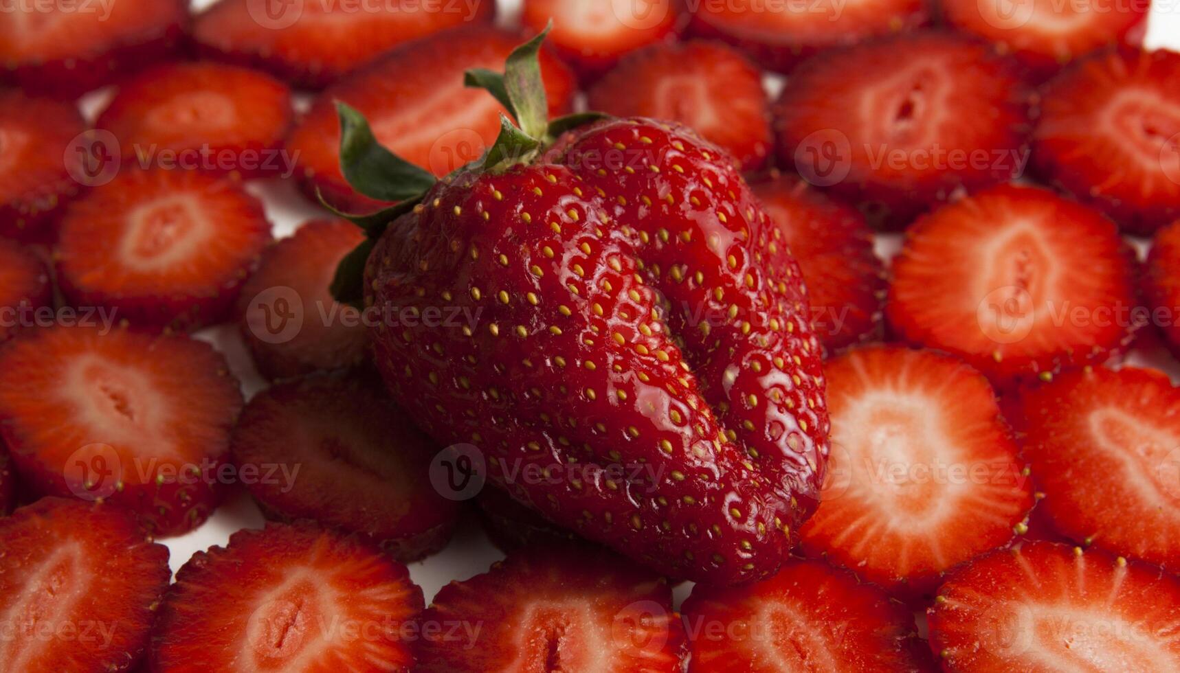 strawberry heart-shaped strawberry slices on photo