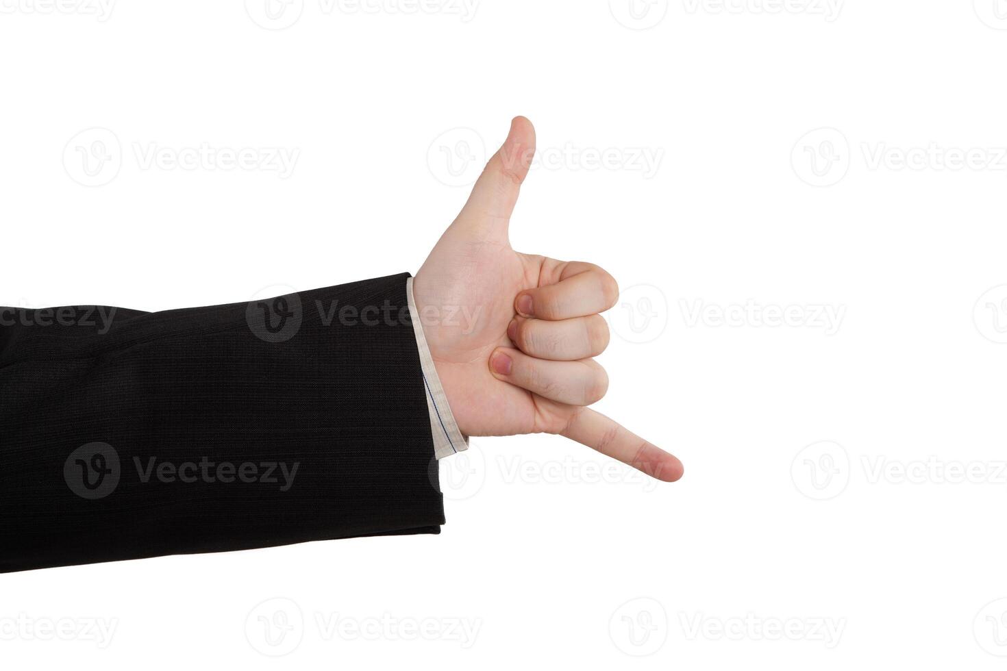 man's hand indicates calling photo