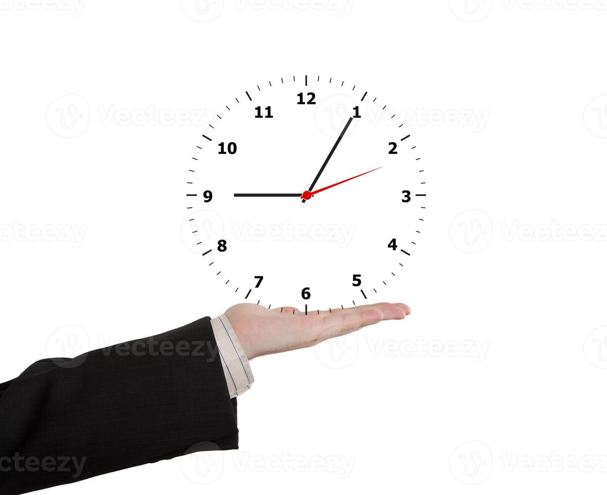 clock per palms of the man photo